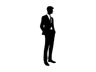 Silhouette of a Confident Businessman in Stylish Suit