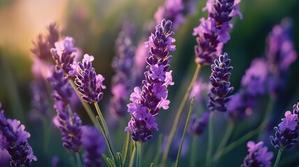 Obraz premium Lavender Flowers in the Evening Light