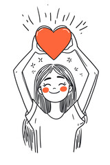 Happy child celebrating love in a playful style