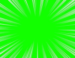 Obraz premium Dynamic comic-style speed lines burst background with green screen chroma key. Perfect for manga, anime, motion design, or energetic comic scenes.