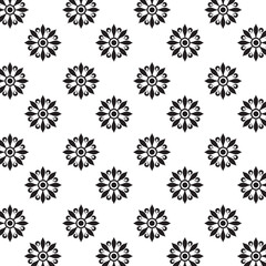 Seamless silhouette Floral Pattern | Featuring Black and White Stylized Decorative Motifs | Geometric Floral Pattern | Minimalist Black Line Flower Background