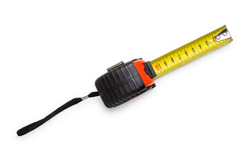 Tape measure on a white background.
