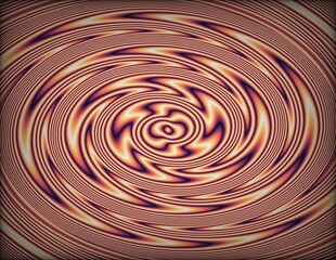 Vivid abstract image with concentric swirling patterns in warm tones, creating an energetic visual effect. Represents concepts of movement, energy, and radiance with artistic and hypnotic appeal.