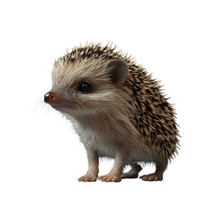 Obraz premium Isolated hedgehog standing, curious expression against pristine white backdrop