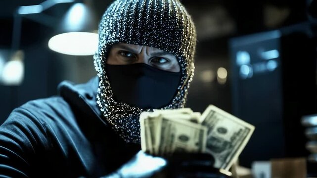 Clandestine entry: shadow figure, unlawful theft, resident danger, personal space, criminal plot, stealth movement, nighttime alarm, privacy threat, loss impact, masked menace, sneaky arrival.