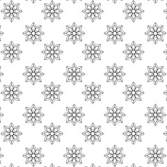 Seamless silhouette Floral Pattern | Featuring Black and White Stylized Decorative Motifs | Geometric Floral Pattern | Minimalist Black Line Flower Background