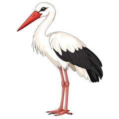 Fototapeta premium Elegant White Stork Illustration Standing Gracefully on a Clear Background