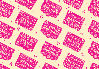 fondo patrón papel picado rosa fiesta viva México