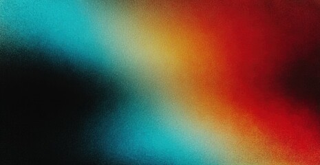 Obraz premium Colorful gradient noise grain background texture Abstract blurred background, with black, blue, orange, and red colors, a grainy texture, blurred edges, low contrast, and a dark appearance.