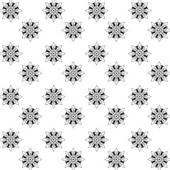 Seamless silhouette Floral Pattern | Featuring Black and White Stylized Decorative Motifs | Geometric Floral Pattern | Minimalist Black Line Flower Background