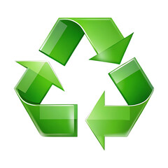 Obraz premium Shiny green recycle symbol icon representing environmental protection and sustainability isolated on transparent background