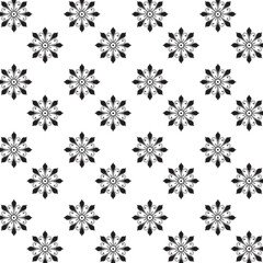 Seamless silhouette Floral Pattern | Featuring Black and White Stylized Decorative Motifs | Geometric Floral Pattern | Minimalist Black Line Flower Background