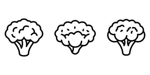 cauliflower outline or line icon design bundle.