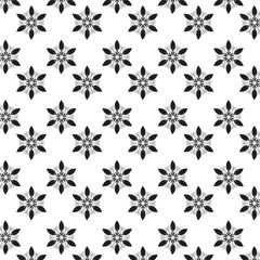 Seamless silhouette Floral Pattern | Featuring Black and White Stylized Decorative Motifs | Geometric Floral Pattern | Minimalist Black Line Flower Background