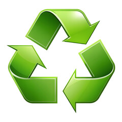 Obraz premium Shiny green recycling symbol with gloss effect isolated on transparent background representing environmental protection