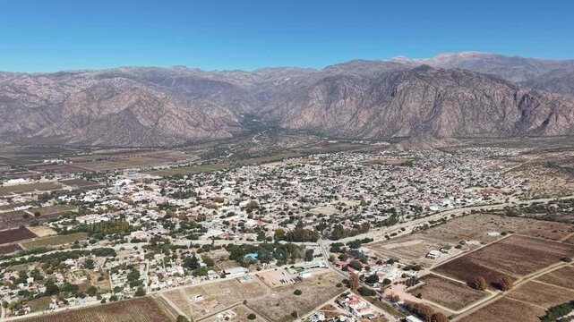 Aerial view of the city of Cafayate, Salta, Argentina.