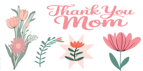 Thank you mom banner design vector ,