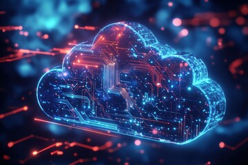 Fototapeta premium Futuristic Cloud Computing Concept Art