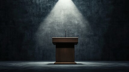 Empty Podium with Spotlight in Dark Room