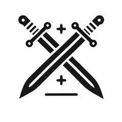 Obraz premium Crossed swords icon in vector style with minimalist design 