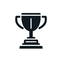 Trophy cup symbol in black silhouette on white background  