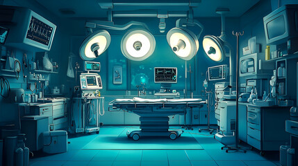 Interior view of a modern operating room.
