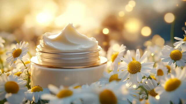 A jar of yellow butter is sitting on a table with a bunch of yellow flowers. The butter is spread out on the table, and the flowers are scattered around it. The scene has a warm and inviting feeling