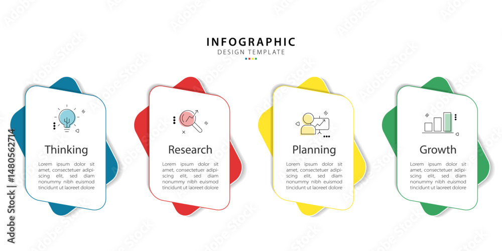Poster Infographic template. 4 Step timeline journey, Flat simple infographics design template. presentation graph. Business concept with numbers 4 options or steps vector illustration.
