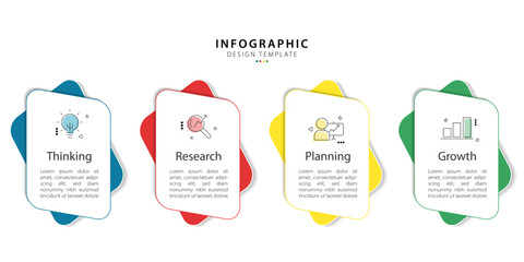 Infographic template. 4 Step timeline journey, Flat simple infographics design template. presentation graph. Business concept with numbers 4 options or steps vector illustration.