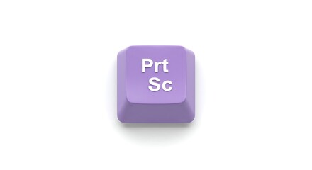 Purple Print Screen (Prt Sc) Keyboard Key on White Background