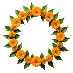 Obraz premium Wreath floral frame border isolated on transparent background