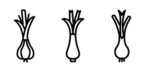 green-onion outline or line icon design bundle.