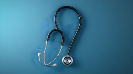 Medical stethoscope on a smooth teal background.