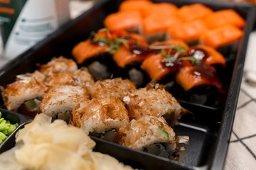 A set of rolls with different fillings and caps.