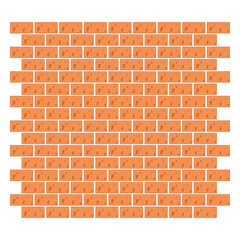 Red Brick Wall Vector Illustration. This vector illustration depicts a traditional red brick wall made up of multiple rows of rectangular bricks.