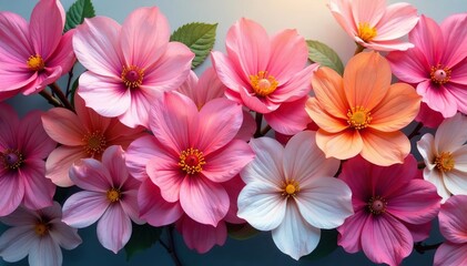 Overlapping blossoms, forming a continuous floral tapestry , garden, design, wildflower