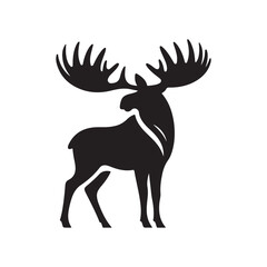 moose vector silhouette clip art logo design illustration