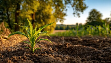 Young corn plant emerging from soil (1)