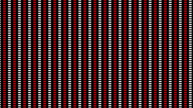 Looping lines matrix pattern, red and white pixel grid animation