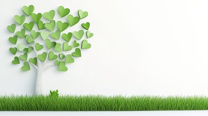 Obraz premium Tree with Heart-Shaped Leaves on a White Background