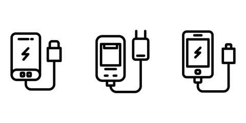 mobile-phone-charge outline or line icon design bundle.
