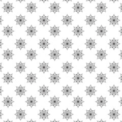 Seamless silhouette Floral Pattern | Featuring Black and White Stylized Decorative Motifs | Geometric Floral Pattern | Minimalist Black Line Flower Background