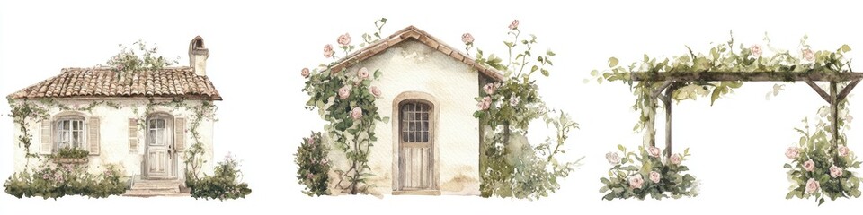 Charming Country Cottages and a Floral Archway