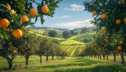 Orange Orchard in a Rolling Landscape