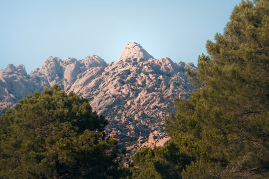 Majestic rocky peak of Yelmo in the Pedriza, Madrid