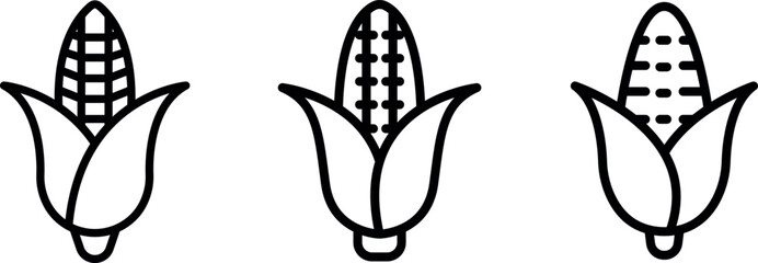 corn outline or line icon design bundle.