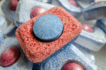 Closeup of dishwasher tabs