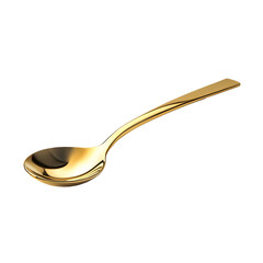 Gold Spoon on Transparent Background Closeup of Shiny, Elegant Cutlery