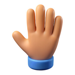 Cartoon 3D Hand Gesture Stop Sign High Five Icon