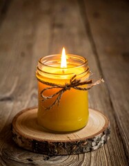 Jar candle with flame